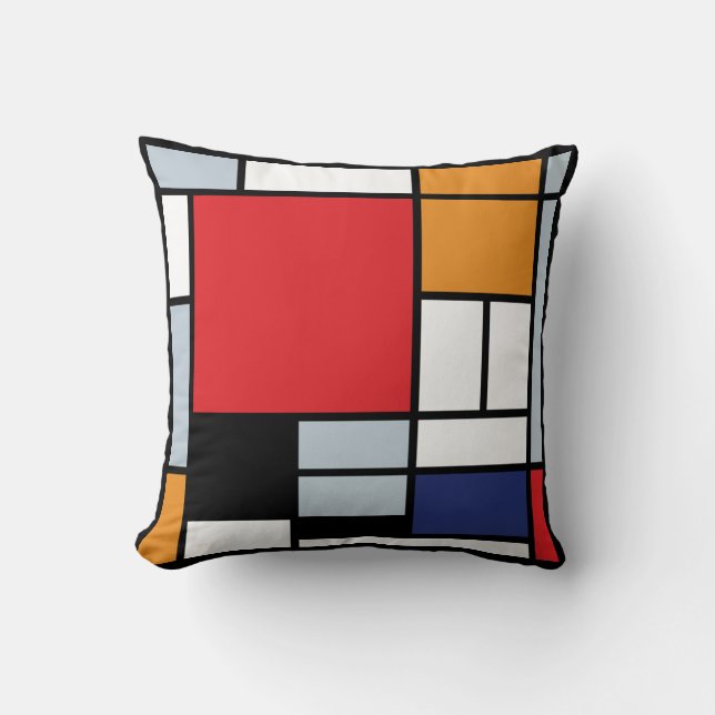 Coussin Piet Mondrian - Composition avec grand plan rouge (Recto)