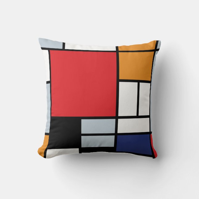 Coussin Piet Mondrian - Composition avec un grand plan rou (Recto)