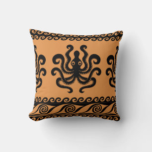 Coussin Pieuvre grecque ancienne, motif à vagues