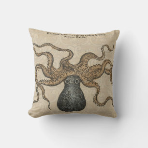 Coussin Pieuvre Kraken Antique Faune Marine Côtière
