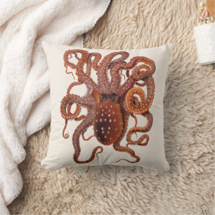Coussin Pieuvre Macropus, Animaux Aquatiques Marins Vintag