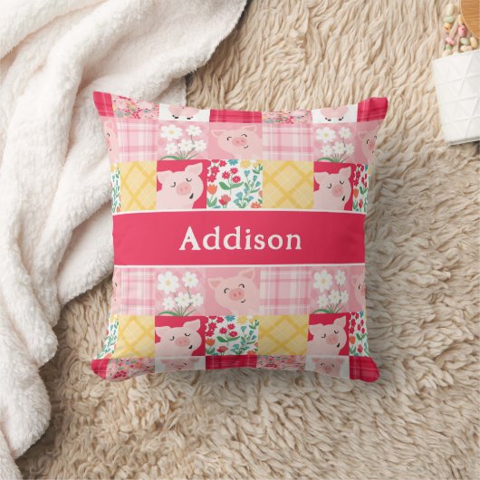 Coussin Pig Patchwork Floral Rustique Personnalisé (Couverture)