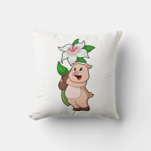 Coussin Pig with Flower Lily