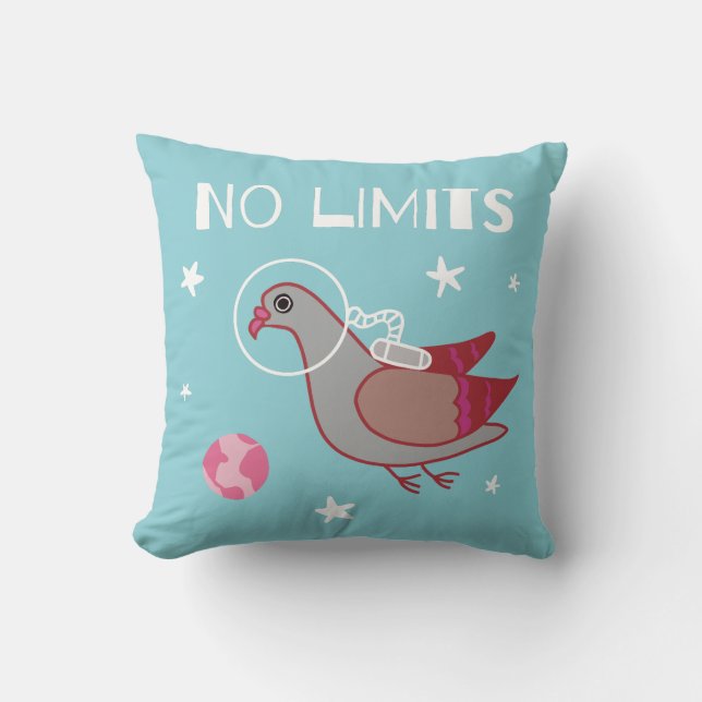 Coussin Pigeon dans l'espace Pas de limites (Recto)