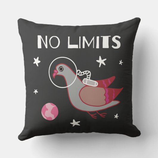 Coussin Pigeon dans l'espace sans limites (Verso)