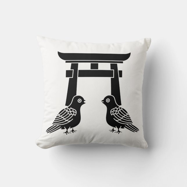 Coussin Pigeons et Torii face à face (Recto)
