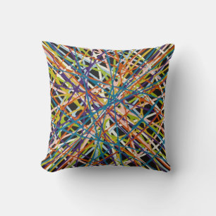 Coussin Pile de Haystack en noir 16 x 16 Poly Throw Pillow