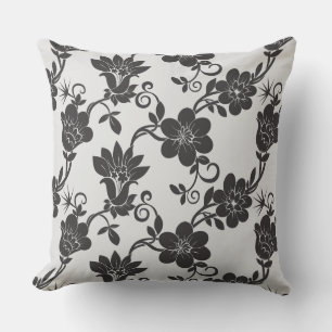 Coussin Pilier extérieur Accent Coussin-noir Fleurs extéri