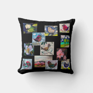 Coussin Pillon aux oiseaux et fleurs