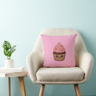 Coussin Pillow Cupcake Glaçage Fraise Kawaii