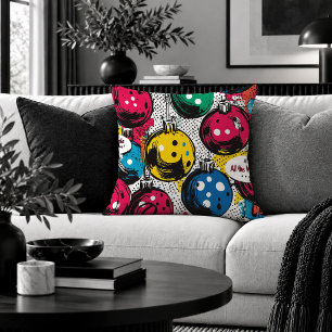 Coussin Pillow Décoratif Boules de Noël Art Pop Rétro