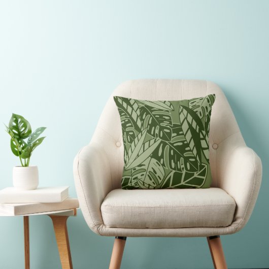 Coussin PillowTropical Summer Foliage Texture - Moss Green (Chaise)
