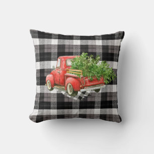 Coussin Pilote de 16 po x 16 po XMAS Camion Baffalo Plaid