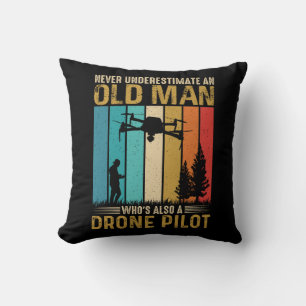 Coussin Pilote de drone Vieux Homme humoristique