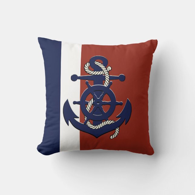Coussin Pilote de lancement rouge de la roue/ancre du navi (Recto)
