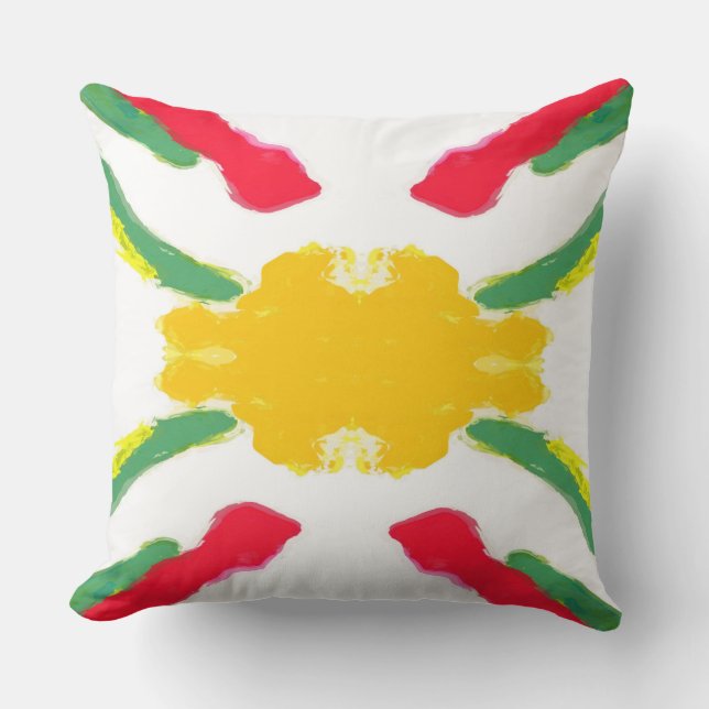 Coussin Pilote de lancement rouge et jaune Starburst (Recto)