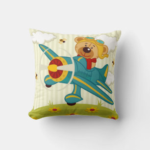 Coussin Pilote d'ours en peluche