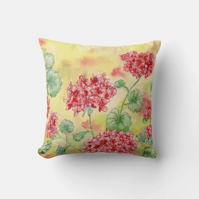 Coussin Piloteur de "Red Geraniums" (Recto)