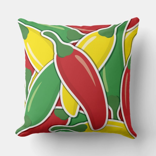 Coussin Piments de piment légers à la circulation funky (Recto)