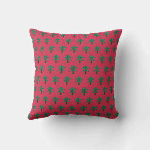 Coussin Pin vert arbre rouge 16”