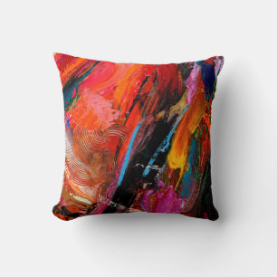 Coussin Pinceau de peinture à l'huile colorée contour fond