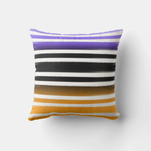 Coussin Pinceau de peinture noir orange violet Halloween