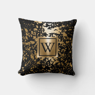 Coussin Pinceau métallique noir et doré