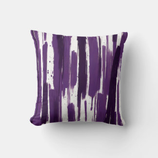 Coussin Pinceau monochrome rayures en violet