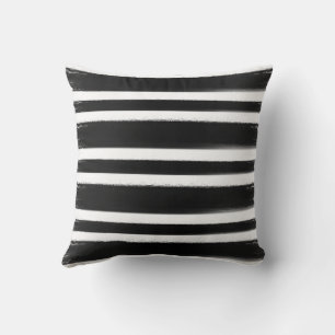 Coussin Pinceau rayé horizontal noir et blanc