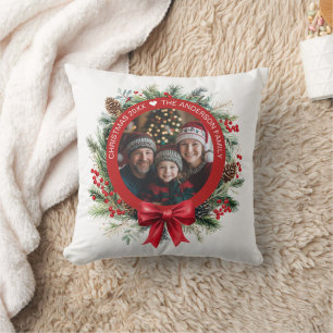 Coussin Pine de couronne de Noël Feuilles Holly Berries Ph