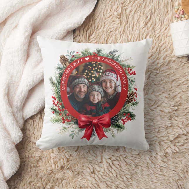 Coussin Pine de couronne de Noël Feuilles Holly Berries Ph (Couverture)