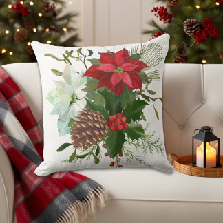 Coussin Pine d'hiver Floral Botanique Rustique