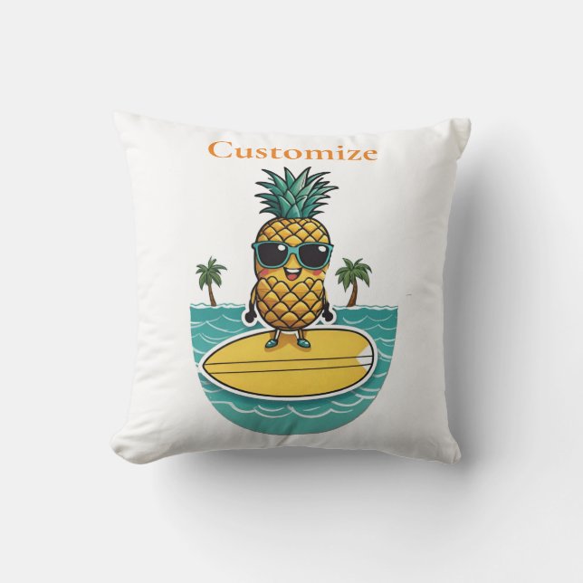 Coussin Pineappa Surfer Dirige Une Vague Thunder_Cove (Recto)