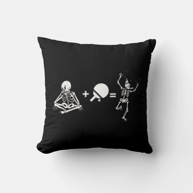 Coussin Ping-pong amusant avec squelette et ping-pong (Recto)