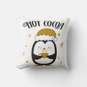 Coussin Pingouin de cacao chaud