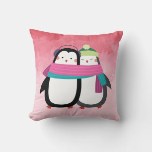 Coussin Pingouin d'hiver Festif mignon Meilleurs amis