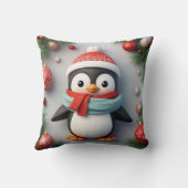 Coussin Pingouin Festif Décoré D'Ornements De Vacances (Verso)