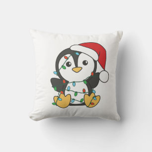 Coussin Pingouin Noël Animaux d'hiver Pingouines de vacanc