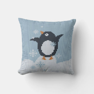 Coussin Pingouin nue flocons de neige Fêtes d'hiver