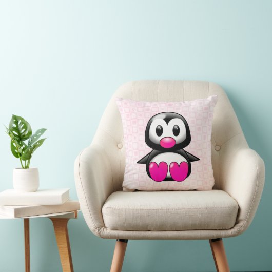 Coussin Pingouin rose mou (Chaise)