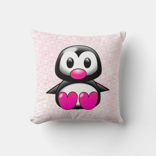 Coussin Pingouin rose mou (Recto)