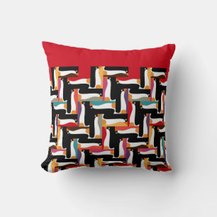 Coussin pingouin rouge herringbone
