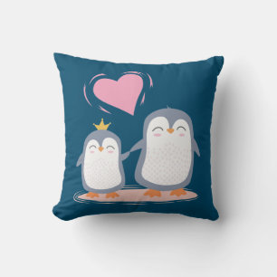 Coussin pingouins mignons amoureux