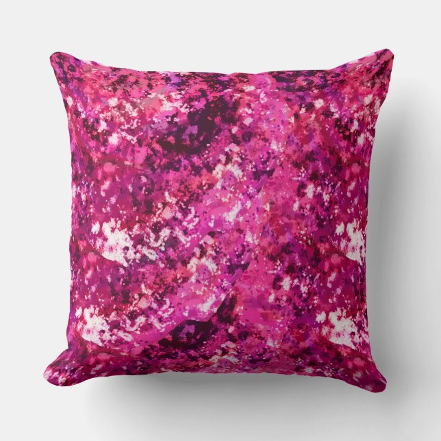 Coussin Pink Abstract Splatter Throw Pillow  (Recto)