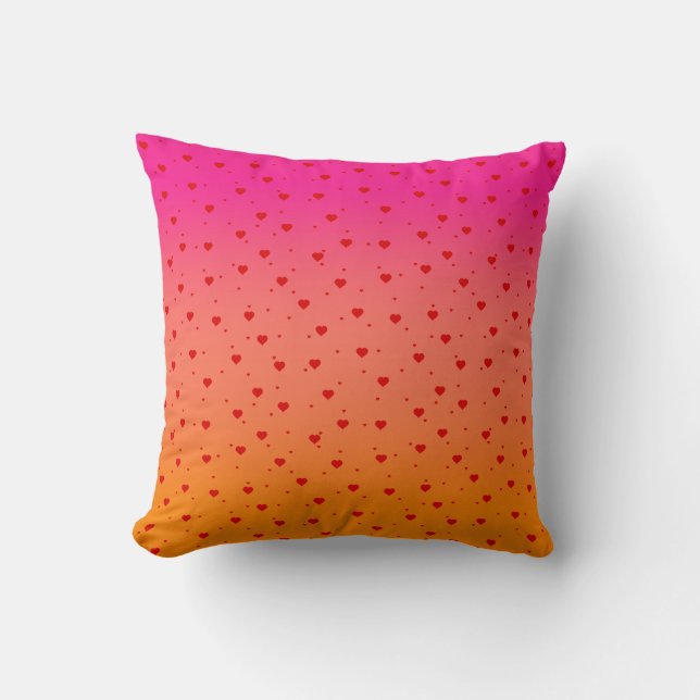 Coussin Pink and orange ombre red hearts pattern (Recto)
