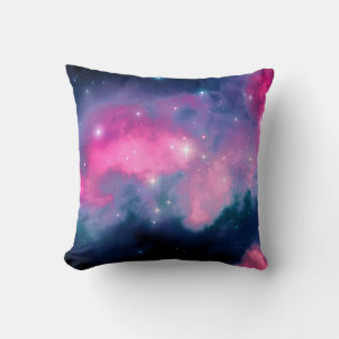 Coussin Pink & Blue Galaxy & Stars Abstract