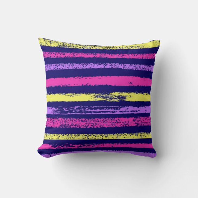 Coussin Pink blue violet retro Abstract Multicolor stripes (Recto)