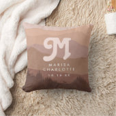 Coussin Pink Boho Monogram Mountain & Forest Retro Nursery (Couverture)