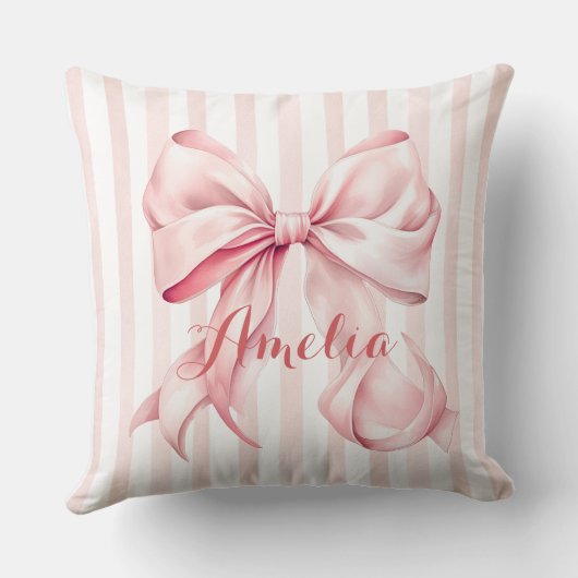 Coussin Pink Bow and Stripes Personalized (Verso)