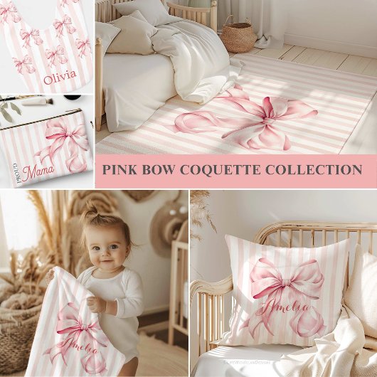 Coussin Pink Bow and Stripes Personalized